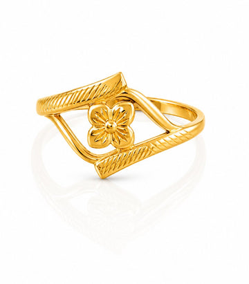 Gold Floral Twist Ring for Women