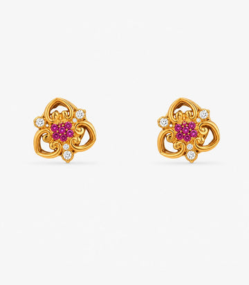 Ruby Blossom Knot Stud Earrings