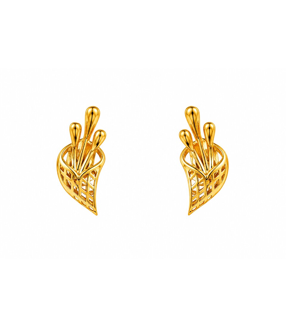 Winged Leaf Stud Earrings
