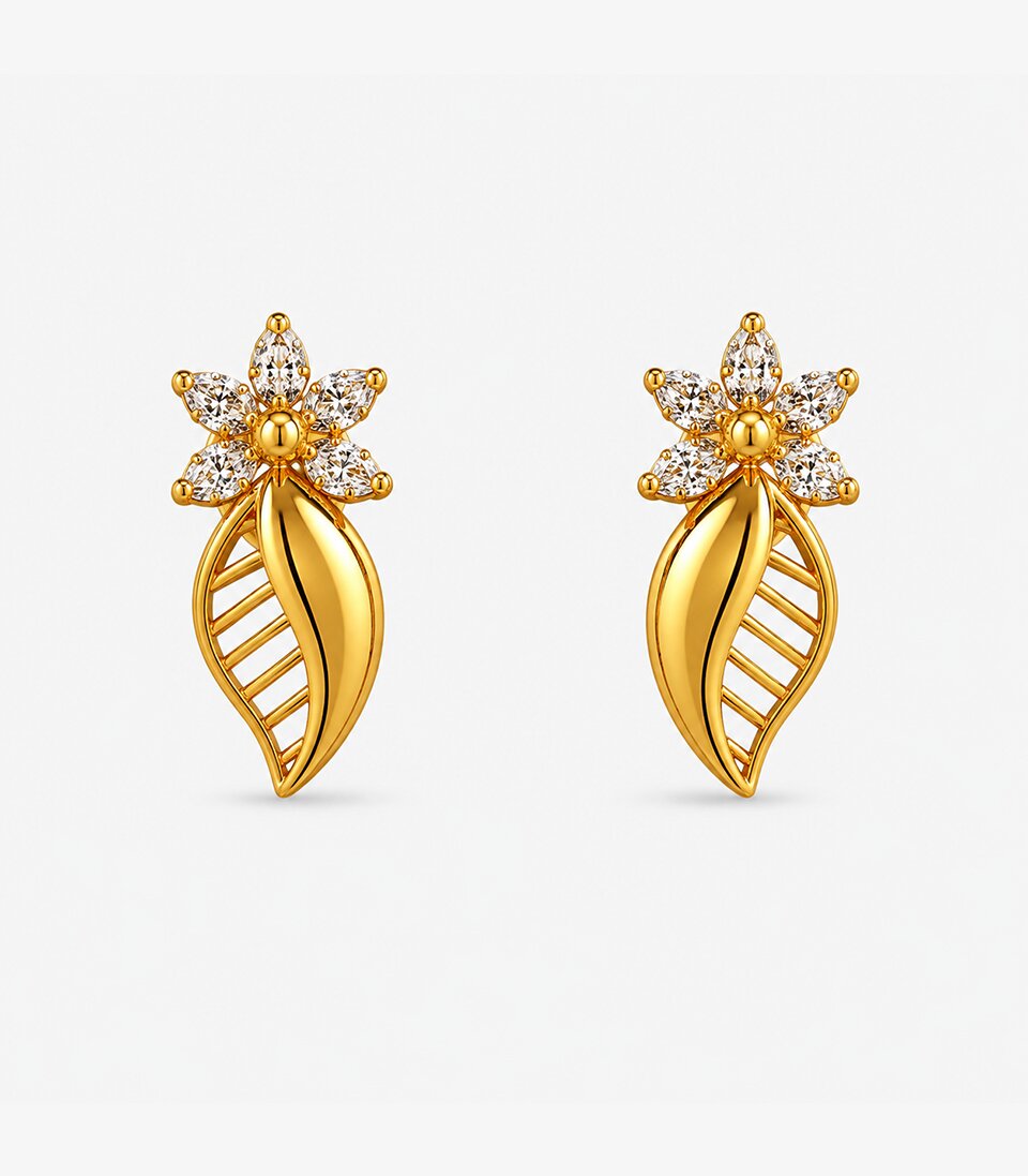 Veined Leaf Stud Earrings