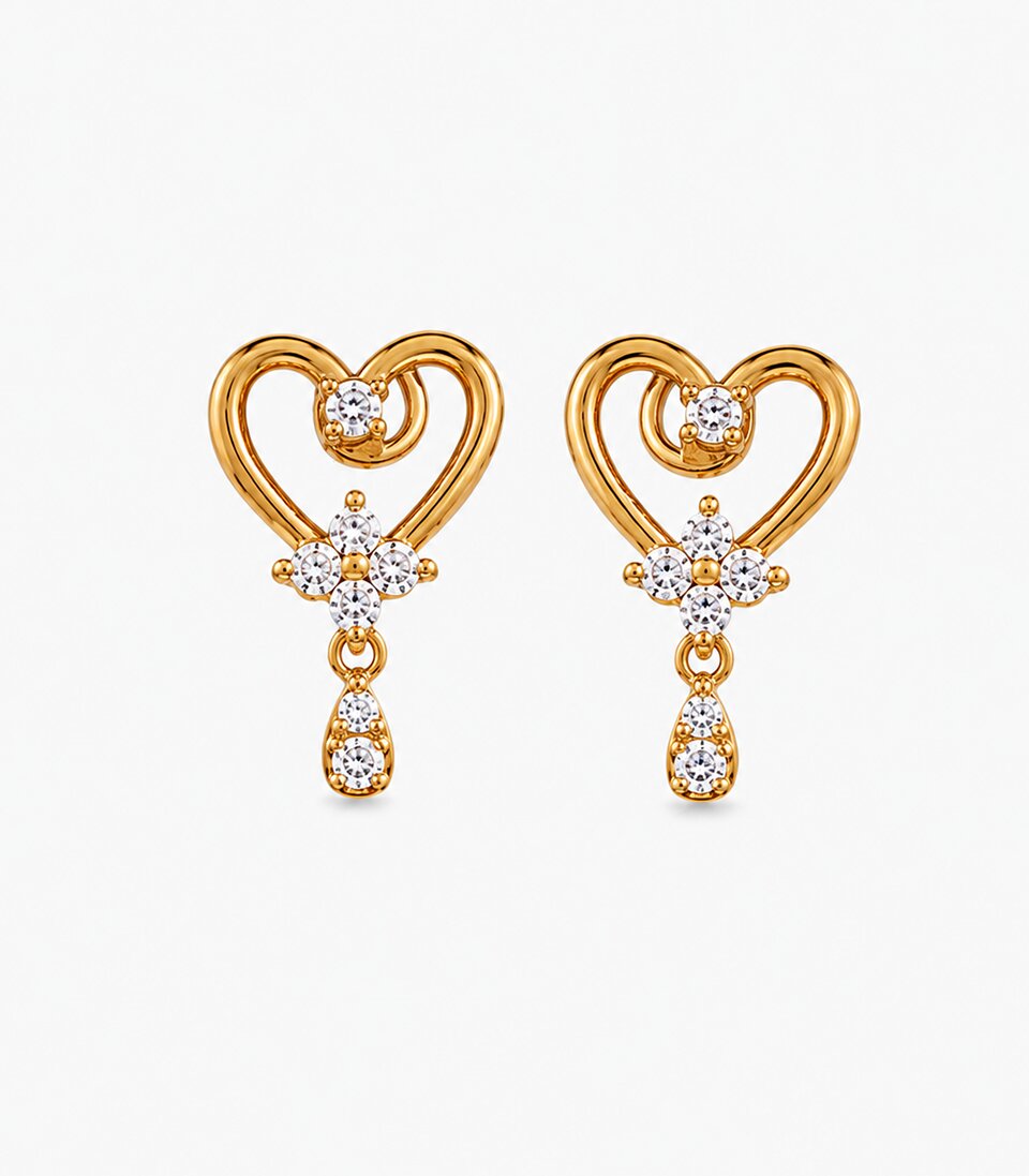 Heart Drop Stud Earrings