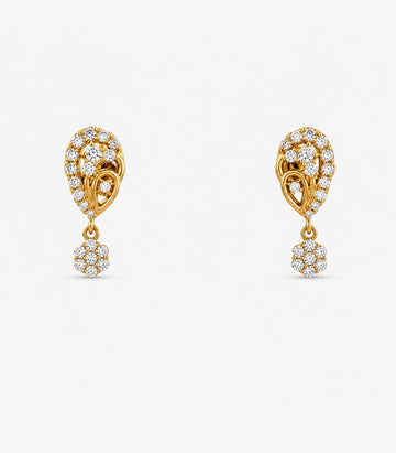 Diamond Halo Drop Stud Earrings
