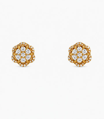 Hexagon Floral Stud Earrings