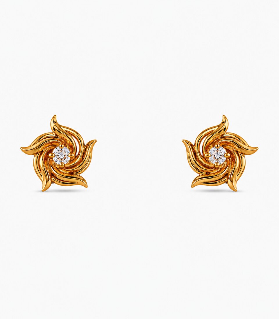 Sunflower Stone Stud Earrings