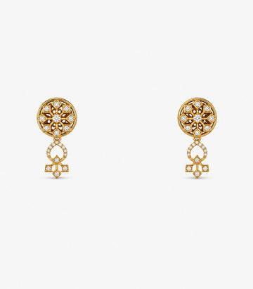 Floral Drop Stud Earrings