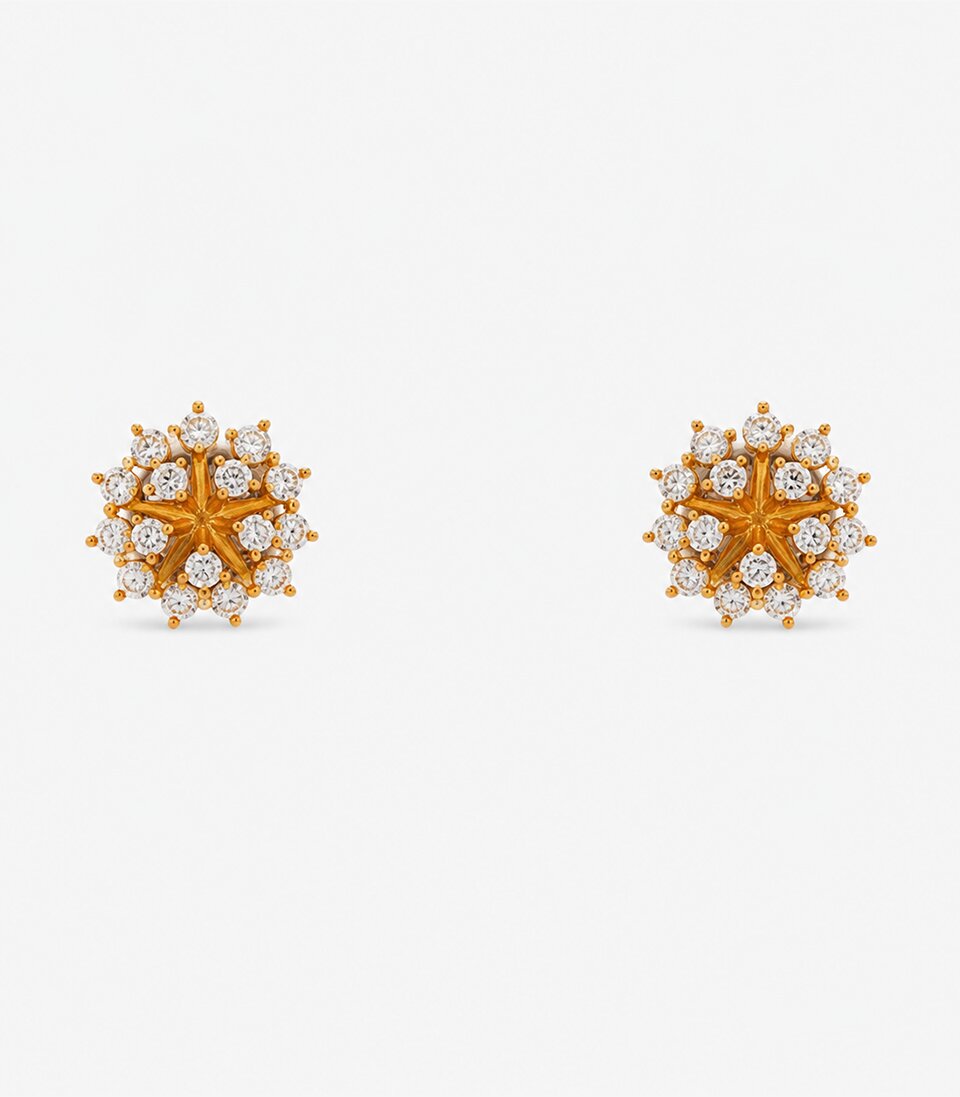 Sunburst Designer Stud Earrings