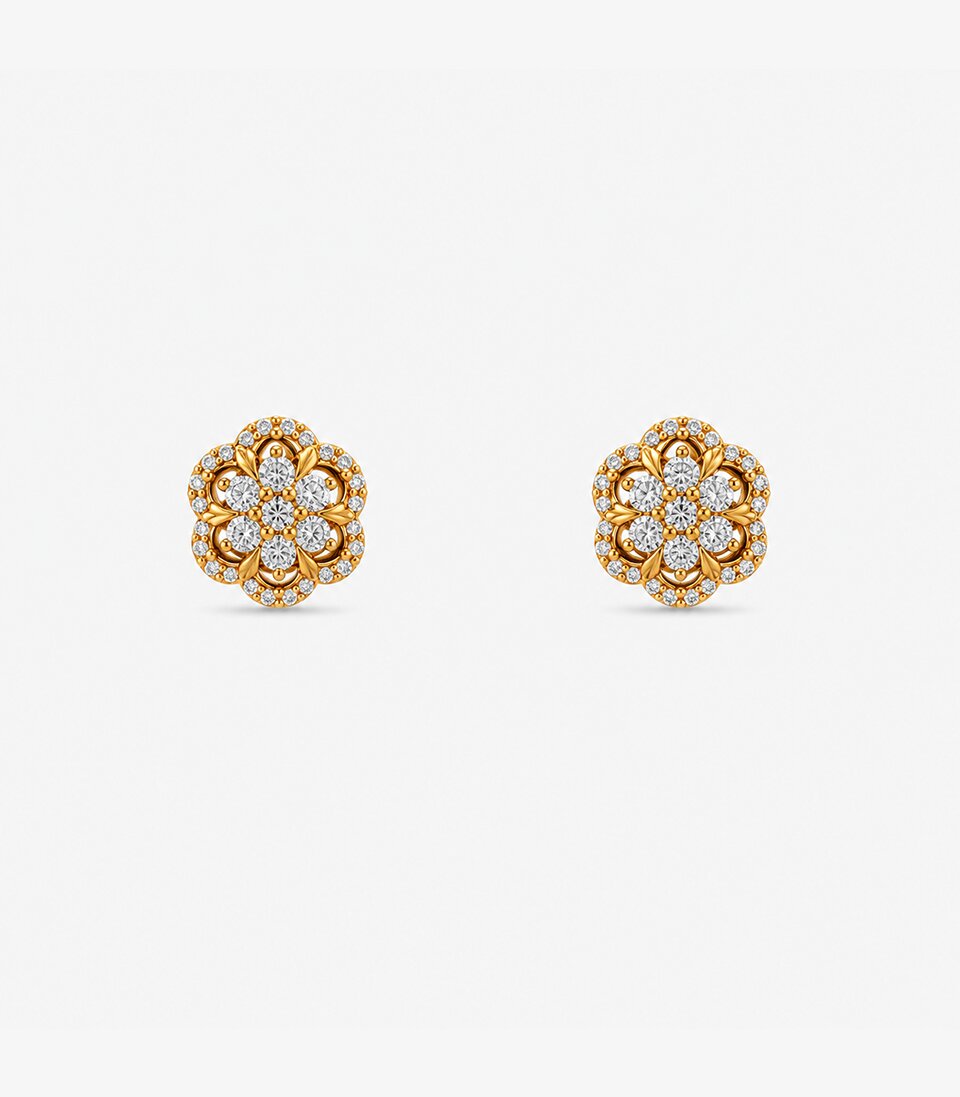 Floral Rosette Stud Earrings