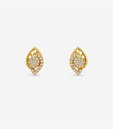 Leaf Motif Stud Earrings