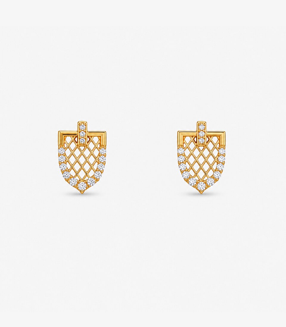 Heart Shield Stud Earrings